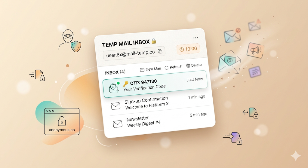FreeTempEmail inbox with 24-hour countdown timer